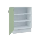 MS - 65D spodní skříňka, 1-dveřová, levá, 908x654x600, korpus bílý, dvířko šedo-zelinkavá